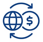 Illustration of globe and dollar sign icon